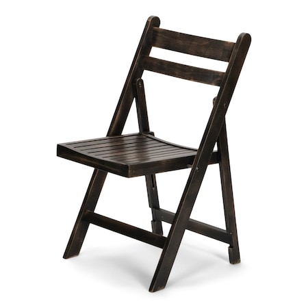 Wood Slatted Folding Chair, Antique Black